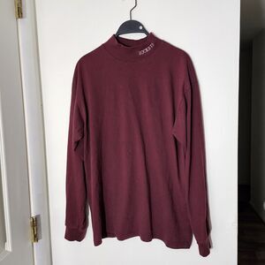 Vtg 90s Shirt Mock Neck Hornets Gator Adult XL Maroon Red Long Sleeve Pullover.